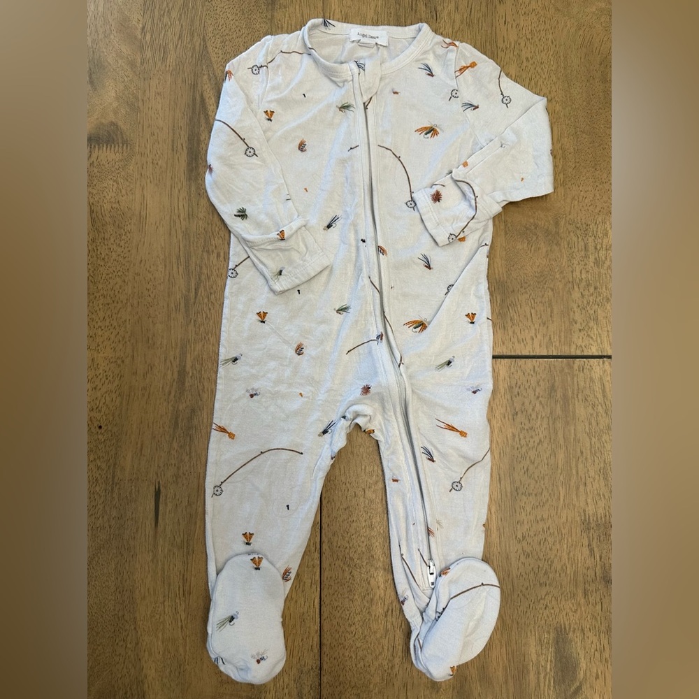 Angel Dear Fishing Lures Bamboo Zippered Footie Pajamas 6-9 months